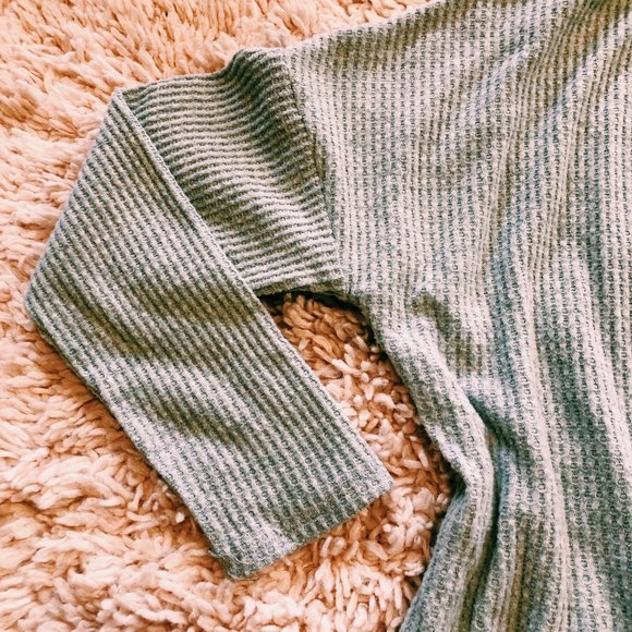 Colsie Gray Waffle Button-Up, Open Cardigan - Picture 8 of 12